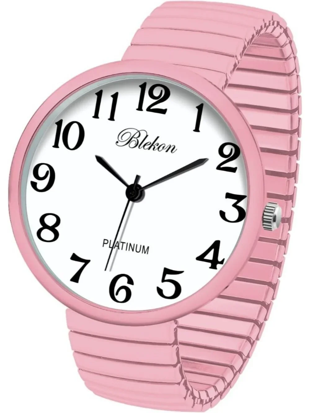 Women's Pink New Super Large Face Stretch Band Japanese Movement Fashion Watch